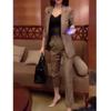 Fa 637 Big Love Beauty Yiyuan 2023 Primavera Nueva Moda Traje de Dos Piezas Chaqueta Abertura Trasera Pantalones Mujer