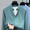 Camisa Casual Yingao Nueva Primavera y Otoño para Hombre de Manga Larga Mezclilla Color Sólido Ropa de Trabajo Camisa de Algodón Modal para Hombre