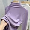 Camiseta Base Modal de Cuello Medio para Mujer Otoño e Invierno 2025 Ajustada Elástica de Manga Larga Capa Base Blanca