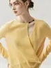 Frontera de la Moda~ Suéter de Cachemira con Cuello Cruzado Asimétrico para Mujer, Capa Base Pullover, Ropa de Punto de Lana Moderna y Encantadora