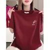 Marcas da Moda Deste Ano Camisetas Casuais de Manga Curta Estilo Coreano para Mulheres no Verão, Tops Estampados Soltos Emagrecedores para Mulheres de Meia-Idade e Idosas