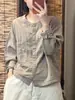 Disponible en varios colores, esta nueva colección de primavera/otoño presenta una elegante y estilosa camisa de algodón y lino de manga larga con cuello mao, bolsillos y un diseño de cárdigan para mujer.