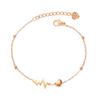 Cadena de Tobillo con Forma de Corazón de Titanio Estilo Coreano Nicho ECG Amor Joyería Moda Ins Versátil Estilo Mori para Mujer
