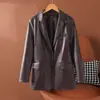 Blazer de moda OL para mujer transfronterizo 2026 otoño vintage holgado de corte entallado chaqueta de piel de oveja abrigo para el trabajo talla grande