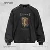 Moletom com Capuz Tie-dye Estampa de Retrato Criativo Americano Masculino Tendência Primavera e Outono Solto Casual Pulôver Gola Redonda