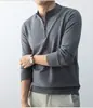 Suéter de punto con cremallera, cuello redondo semi-alto para hombre, top de manga larga, polo versátil, cómodo y moderno, disponible para venta al por mayor