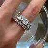Anillo Trenzado Ancho Brillante para Mujer, Simple y Elegante con Incrustación de Circonita, Anillo de Dedo Índice a la Moda, Mismo Estilo que en Xiaohongshu