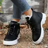 Botas Martin Femininas 2026 Nova Outono Inverno Sapatos de Algodão Botas Curtas Esportivas Casuais Plus Veludo Sapatos Femininos de Cano Alto Outono Preto Branco