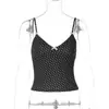 Moda Europeia e Americana Camisola de Bolinhas para Mulheres 2026 Verão Novo Estilo Picante Decote V Profundo Laço Sem Mangas Slim Fit Top