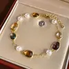 Pulsera de Cristal de Zircón de Color Dopamina 2026, Estilo de Lujo Ligero de Nicho de Gama Alta, Accesorio de Mano Versátil y Elegante