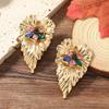 Moda de Verano Transfronteriza Exagerados Industria Pesada Avanzados Triángulo Diamante de Color Bohemios Artísticos Aretes