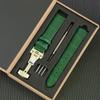 Conjunto de Caixa de Presente com Pulseira de Relógio em Couro Bovino de Camada Superior Dupla com Padrão de Bambu e Textura de Crocodilo, Fecho Borboleta e Kit de Ferramentas para Substituição de Pulseira de Relógio
