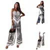 2025 Aliexpress Nova Moda Top Wrap com Alça Estampada + Conjunto de Calça Floral Roupas Femininas