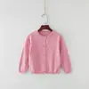 Destaque Novo Estilo Ins Suéter de Primavera e Outono Cor Doce Cardigã Cor Pura Pequeno Cardigã Roupa Externa Infantil Suéter de Algodão