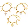 Pulsera de moda transfronteriza de Europa y Estados Unidos con diamantes de imitación, accesorios nicho, Joker, acero titanio chapado en oro de 18k, color de joyería, venta al por mayor