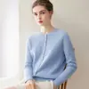 Cardigan de Cashmere Puro Outono/Inverno Novo Gola Redonda Tricô Trançado de Cashmere Roupa Externa Feminina Suéter Top Branco Tamanho Único