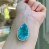 Set de joyería azul anti-real Paraiba gota de agua grande arete piedra principal 8*16 colgante piedra principal 15*25