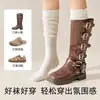 Calcetines de pantorrilla para mujer para primavera y otoño, calcetines largos de doble aguja, calcetines JK de encaje adelgazantes, calcetines blancos holgados para combinar con botas, calcetines Zhuji