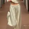 Calça de arroz pegajoso cinza com strass feminina outono e inverno novo estilo espessada com veludo pelúcia estilo casual preguiçoso calça de perna larga calça solta com caimento