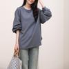 Lotte Japón y Corea del Sur Otoño 7 Colores Waffle Camiseta para Mujer Cuello Redondo Color Sólido Versátil Holgada Manga Larga Transfronterizo Comercio Exterior