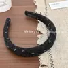 Moderna Diadema de Lana Sintética Azul con Pequeñas Flores Otoño/Invierno Cabeza Delgada Versátil para Salidas Diarias Estilo Coreano Diadema Pinza para el Cabello