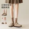 Calcetines blancos sin costuras para mujer, temporada de primavera y otoño, con rayas verticales, color liso, longitud hasta la mitad de la pantorrilla, material de algodón, estilo ballet, color gris, y adecuados para usar en verano como calcetines holgados