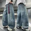 Jeans Rectos Estampados con Salpicaduras de Pintura para Niños Otoño 2026, Pantalones Anchos Sueltos para Niños Grandes Primavera-Otoño, Pantalones para Niños Transfronterizos al por Mayor