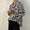 Camisa de manga larga de otoño estilo americano para hombre, moderna y genial estilo coreano, estilo nicho de Hong Kong, camisa floral de corte holgado, disponible para dropshipping