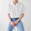 Camisa de manga curta masculina de gola cubana, branca, moda verão, waffle, fina, solta, casual, drapeada, camisa de manga curta