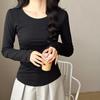 Camiseta de Manga Longa Slim Fit Lyocell Amiga da Pele com Base de Caxemira de Acetato para Mulheres - Estilo Hot Girl para Primavera e Outono de 2026