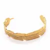 Pulsera Bohemian de Acero Inoxidable Europea y Americana con Apertura Ajustable Pulsera de Diseño Simple Retro con Pluma Pulsera para Mujer