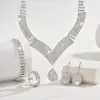 Joyería de Moda Europea y Americana Más Vendida Collar Pendientes Pulsera Anillo Joyería Lujosa Pedrería Novia Conjunto Combinado Cadena