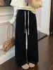 Nuevos pantalones grises tipo batido para otoño e invierno para mujer, de cintura alta, holgados, casuales, de pierna recta, versátiles, cómodos para caminar, pantalones de pierna ancha