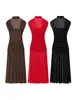 Vestido Largo de Manga Corta con Cuello Alto, Patchwork Plisado, Estilo Europeo y Americano, Nuevo para Primavera, Elegante Vestido Midi, Cumple con Normas Europeas y Americanas