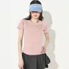Nova Camiseta de Yoga de Verão, Roupa Fitness Fina de Corte Justo para Mulheres, Top Esportivo de Corrida com Manga Curta Respirável de Secagem Rápida