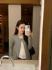Trece LíneasKAPOKModa Otoño Temprano Diseño Estilo Coreano Versátil Cárdigan Falso de Dos Piezas Camiseta de Manga Larga 61063