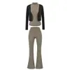Conjunto de tres piezas estilo 'chica caliente de deseo puro': chaleco sin mangas de cuello medio alto, cárdigan corto, falda ajustada y pantalones casuales para mujer