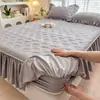 Juego de faldón de cama Clase A, sábana bajera acolchada, juego de tres piezas con ribete de encaje, faldón de cama estilo princesa, colcha, sábana bajera, disponible para envío directo