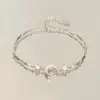 Pulsera de Zircón Rosa con Lazo de Flor de Cerezo para Mujer Ins Nicho Lujo Accesible Elegante Gama Alta Sensación Fresca Joyería de Mano para Mejor Amiga Tendencia