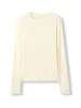 Suavidad de Lujo Camiseta Casual Versátil de Manga Larga para Mujer Color Sólido en Mezcla de Seda y Cachemir
