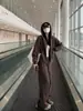 Conjunto deportivo de sudadera color café marrón para mujer, estilo coreano otoño 2026, chaqueta y pantalón casuales y relajados, atuendo holgado estilo Maillard