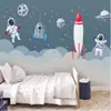 Papel de parede foguete céu estrelado quarto infantil papel de parede quarto de menino mural quarto de menina nórdico creche desenho animado tecido de parede