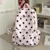 Mochila Pequena com Estampa de Bolinhas Prata-Cinza Francesa Mochila Doce Gentil Feminina Estudante Atmosfera de Férias Viagem