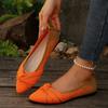 2025 Nuevos Zapatos de Punto Fly-Knit con Punta Aguda para Mujer sin Cordones para Comercio Exterior, Planos Transpirables de Punta Cruzada, Zapatos Profesionales de Empeine Bajo