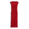 Vestido Plissado Transfronteiriço Nova Estação Europeia Moda de Alto Padrão Elegante Costura de Franja Sem Mangas Gola Redonda Vestido Justo