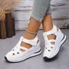 Sandalias de cuña de talla grande para mujer, nuevo estilo transfronterizo europeo y americano, primavera 2025, estilo romano con cierre de velcro, comercio exterior
