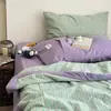 Colcha de Verão Listrada de Algodão Puro Japonês Estilo Muji, Colcha de Ar Condicionado, Algodão 100% Algodão Lavado, Colcha Fina Simples para Quarto Individual/Duplo