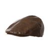 Sombrero de Boina para Niños Estilo Nuevo de Primavera, Boina Retro Color Café Melange Cuero PU Unisex Gorra Delantera