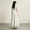 Suministro Directo de Fábrica Vestido Largo Bordado con Encaje Traje de Principios de Otoño Cuello de Traje Manga Larga Broche Tridimensional Vestido de Fiesta para Mujer