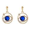 Brincos de planeta azul transfronteiriços Europa e Estados Unidos 2023 novos brincos de temperamento de moda céu estrelado Joker brincos de diamante completos atacado